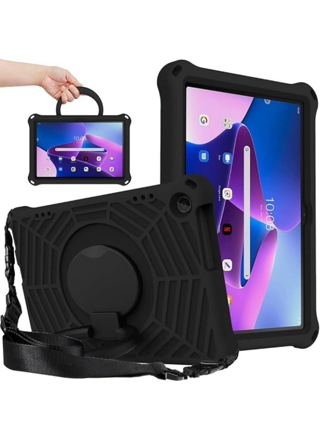 حافظة للأطفال متوافقة مع Lenovo Tab M10 الجيل الثالث بشاشة 10.1 بوصة 2022 (TB-328FU/328XU)، خفيفة الوزن من EVA، مع حزام قابل للتعديل، وغطاء قابل للدوران بزاوية 360° ويعمل كمسند متعدد الوظائف.